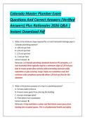Colorado Master Plumber Exam &NewLine;Questions And Correct Answers &lpar;Verified &NewLine;Answers&rpar; Plus Rationales 2026 Q&A &vert; &NewLine;Instant Download Pdf 