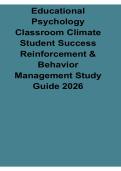 Educational Psychology Classroom Climate Study Guide 2026 Updated &ndash; Student Success&comma; Reinforcement and Behavior Management