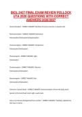 BIOL 2457 FINAL EXAM REVIEW POLLOCK UTA 2026 QUESTIONS WITH CORRECT ANSWERS 2026-2027&NewLine;