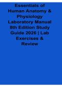 Essentials of Human Anatomy & Physiology Laboratory Manual 8th Edition Study Guide 2026 Lab Exercises 2025&sol; 2026 Test Bank&comma; Practice Questions with Solution