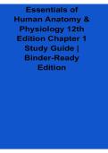 Essentials of Human Anatomy & Physiology 12th Edition Chapter 1 Study Guide Binder-Ready Edition 2025&sol; 2026 Test Bank&comma; Exam Preparation Resource with Solution