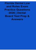 Florida Dental Law and Rules Exam Practice Questions 2026 Dental Board Test Prep and Answers 2025&sol; 2026 Comprehensive Study Guide&comma; Practice Exam Resource with Solution