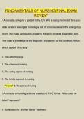 Fundamentals of Nursing Final Exam Review&vert; Nursing Questions & Answers &vert; Comprehensive Study Guide &vert; Verified NCLEX-Style Practice