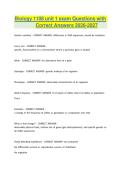 Biology 1108 unit 1 exam Questions with Correct Answers 2026-2027