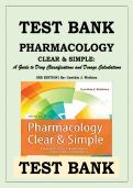 Test Bank&colon; Pharmacology Clear and Simple&colon; A Guide to Drug Classifications and &NewLine;Dosage Calculations 3rd Edition by Cynthia J&period; Watkins