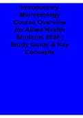 Introductory Microbiology Course Overview for Allied Health Students 2025&sol; 2026 Study Guide & Key Concepts with Solution