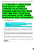 ATI FUNDAMENTALS PROCTORED EXAM 2026 2027 VERIFIED ANSWERS ACTUAL UPDATED PRACTICE QUESTIONS TEST BANK HIGH-YIELD STUDY GUIDE EXAM PREP MATERIAL LATEST VERSION FOR NURSING SUCCESS GRADED A&plus; 