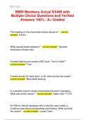 BMW Members Actual EXAM with Multiple Choice Questions and Verified Answers 100&percnt; A&plus; Graded