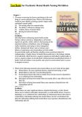 Test Bank For Psychiatric Mental Health Nursing 9th Edition