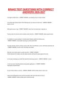 BRAKE TEST QUESTIONS WITH CORRECT ANSWERS 2026-2027