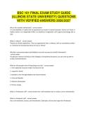 BSC 101 FINAL EXAM STUDY GUIDE &lpar;ILLINOIS STATE UNIVERSITY&rpar; QUESTIONS WITH VEFIFIED ANSWERS 2026-2027&NewLine;