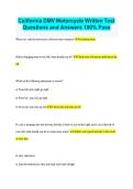 California DMV Motorcycle Written Test &NewLine;Questions and Answers 100&percnt; Pass 