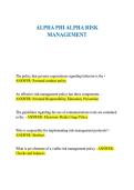 ALPHA PHI ALPHA RISK &NewLine;MANAGEMENT 