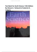 Test Bank for Earth Science 14th Edition By Edward J&period; Tarbuck & Frederick K&period; Lutgens &vert; All Chapters &vert; Latest Edition 2026