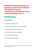 PEARSON NCLEX-RN Questions & Rationales LATEST EXAM VERSION With Expected real and comprehensive and Revised Correct Answers Guarantee Pass A&plus;&period;
