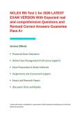 NCLEX RN Test 1 for 2026 LATEST EXAM VERSION With Expected real and comprehensive Questions and Revised Correct Answers Guarantee Pass A&plus;&period;