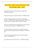 WAXING TEST QUESTIONS AND &NewLine;ANSWERS 2026 - 2027 