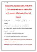 SURPLUS LINES INSURANCE EXAM 2026 &ndash; 200&plus; PRACTICE QUESTIONS & ANSWERS &vert; E&S LICENSING&comma; NRRA&comma; DILIGENT SEARCH & TAXATION&NewLine;&NewLine;