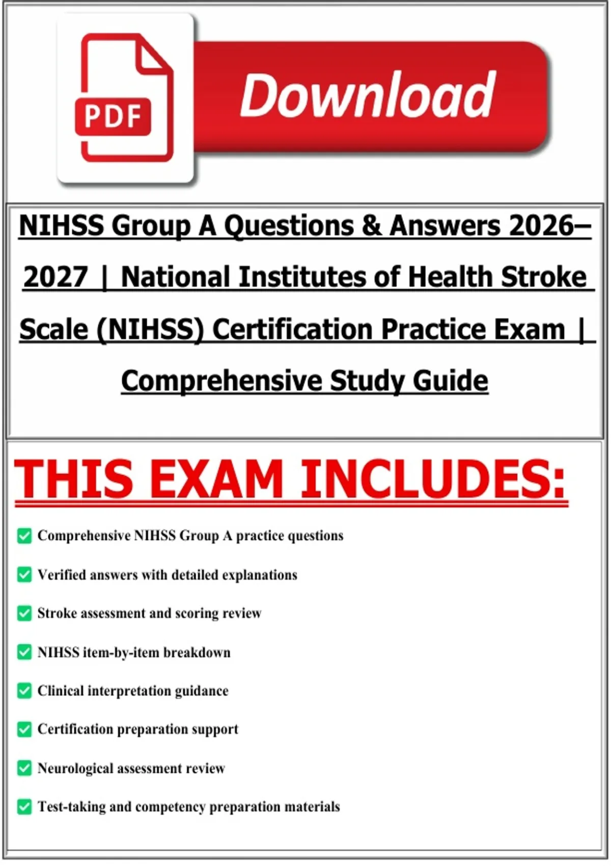 NIHSS Group A Questions & Answers 2026–2027 | National Institutes of ...