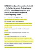 FCTC Written Exam Preparation Material &ndash; Firefighter Candidate Testing Course &NewLine;&lpar;FCTC&rpar; &ndash; Latest Exam Questions with &NewLine;Correct Answers and Mechanical &NewLine;Reasoning Study Guide 