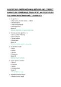 ALGORITHMS EXAMINATION QUESTIONS AND CORRECT &NewLine;ANSWER WITH EXPLANATION GRADED A&plus; STUDY GUIDE 