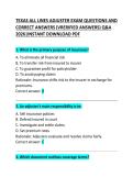 Texas All-Lines Adjuster Exam Questions and Correct Answers