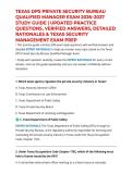 TEXAS DPS PRIVATE SECURITY BUREAU QUALIFIED MANAGER EXAM 2026&ndash;2027 STUDY GUIDE &vert; UPDATED PRACTICE QUESTIONS&comma; VERIFIED ANSWERS&comma; DETAILED RATIONALES & TEXAS SECURITY MANAGEMENT EXAM PREP