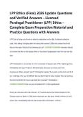 LPP Ethics &lpar;Final&rpar; 2026 Update Questions &NewLine;and Verified Answers &ndash; Licensed &NewLine;Paralegal Practitioner &lpar;LPP&rpar; Ethics &ndash; &NewLine;Complete Exam Preparation Material and &NewLine;Practice Questions with Answers 