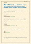NSG 213 Exam 4 Latest PREP EXAM with 130 &NewLine;Questions and Correct Answers&sol; NSG 213 Exam &NewLine;COVERING RECENT AND MOST TESTED QUESTIONS  &NewLine; &NewLine;