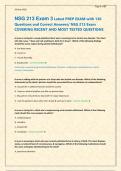 NSG 213 Exam 3 Latest PREP EXAM with 130 &NewLine;Questions and Correct Answers&sol; NSG 213 Exam &NewLine;COVERING RECENT AND MOST TESTED QUESTIONS  &NewLine;