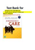 Test Bank for Emergency Care 14th Edition by Daniel Limmer&comma; Michael F&period; O'Keefe and Edward T&period; Dickinson complete guide &lpar;question & answers&rpar; A&plus; guide&vert; Latest Edition 2026