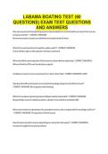 LABAMA BOATING TEST &lpar;60 QUESTIONS&rpar; EXAM TEST QUESTIONS AND ANSWERS