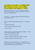 FTCE PHYSICAL EDUCATION K-12 COMPREHENSIVE&NewLine;REVIEW Question and Answer 2026 &vert; Updated&NewLine;Practice Questions with Solutions &vert; A&plus; Verified