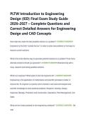 PLTW Introduction to Engineering &NewLine;Design &lpar;IED&rpar; Final Exam Study Guide &NewLine;2026&ndash;2027 &ndash; Complete Questions and &NewLine;Correct Detailed Answers for Engineering &NewLine;Design and CAD Concepts 