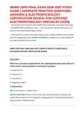 IBHRE CEPS FINAL EXAM 2026&ndash;2027 STUDY GUIDE &vert; COMPLETE PRACTICE QUESTIONS&comma; ANSWERS & ELECTROPHYSIOLOGY CERTIFICATION REVIEW FOR CERTIFIED ELECTROPHYSIOLOGY SPECIALIST &lpar;CEPS&rpar;
