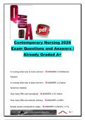 Contemporary Nursing Exam Questions and Answers &lpar;150&plus; Questions&rpar; &vert; Nursing Roles&comma; Professionalism&comma; Nursing History&comma; Leadership & Career Development