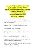 SKILLSUSA MEDICAL TERMINOLOGY &NewLine;EXAM STUDY GUIDE 2026&sol;2027 &NewLine;COMPLETE QUESTIONS WITH VERIFIED &NewLine;CORRECT ANSWERS &vert;&vert; &NewLine;100&percnt; GUARANTEED PASS &NewLine;<NEWEST VERSION> 