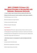 NUR 1172&sol;NUR1172 Exam 4 V2 &vert; &NewLine;Nutritional Principles in Nursing Q&A with &NewLine;Rationale &vert; Rasmussen University 