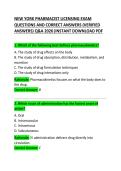 &NewLine;New York Pharmacist Licensing Exam Questions and Correct Answers