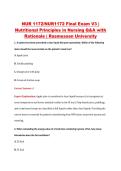 NUR 1172&sol;NUR1172 Final Exam V3 &vert; &NewLine;Nutritional Principles in Nursing Q&A with &NewLine;Rationale &vert; Rasmussen University 
