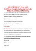 NUR1172 Exam 4 V1&ndash;V3 &vert; NUR 1172 Exam 4 V1&ndash;V3 &vert; Nutritional Principles in Nursing &vert; Rasmussen University &vert; Complete Exam Bundle with Detailed Verified Answers