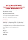 NUR 1172&sol;NUR1172 Exam 1 V3 &vert; &NewLine;Nutritional Principles in Nursing Q&A with &NewLine;Rationale &vert; Rasmussen University 
