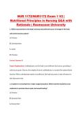 NUR 1172&sol;NUR1172 Exam 1 V2 &vert; &NewLine;Nutritional Principles in Nursing Q&A with &NewLine;Rationale &vert; Rasmussen University 