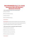 NUR 2092&sol;NUR2092 Exam 2 V3 &vert; Health &NewLine;Assessment Q&A with Rationale &vert; &NewLine;Rasmussen University 