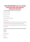 NUR 2092&sol;NUR2092 Exam 2 V2 &vert; Health &NewLine;Assessment Q&A with Rationale &vert; &NewLine;Rasmussen University 