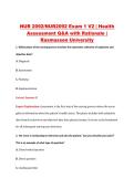 NUR 2092&sol;NUR2092 Exam 1 V2 &vert; Health &NewLine;Assessment Q&A with Rationale &vert; &NewLine;Rasmussen University