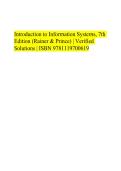 Introduction to Information Systems 7th Edition by R&period; Kelly Rainer and Brad Prince Verified Solutions Manual ISBN 9781119700619 A&plus;
