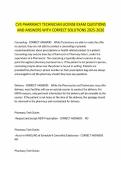 CVS PHARMACY TECHNICIAN LICENSE EXAM QUESTIONS AND ANSWERS WITH CORRECT SOLUTIONS 2025-2026