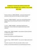 PHARMACY TECHNICIAN CERTIFICATION TEST QUESTIONS AND ANSWERS WITH CORRECT SOLUTIONS 2025-2026