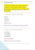 Childhood Disorders Nursing Assessment &NewLine;Questions And Answers With Verified &NewLine;Rationales &vert; 2026&sol;27 Qs & Ans &vert; Digital Pdf &NewLine;Download